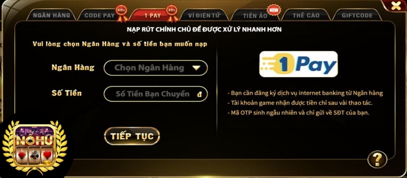 Nạp tiền thông qua ví điện tử