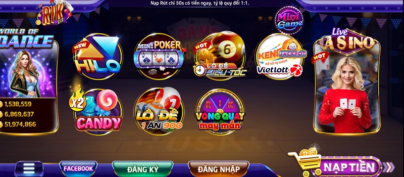 Sơ lược thông tin về kho game của cổng game bài Rikvip