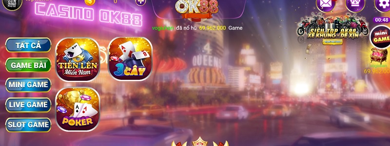 Cổng game OK88 sở hữu game bài tuy ít nhưng chất lượng lại cực cao