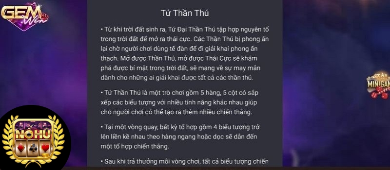 Biểu tượng thưởng khi chơi game 4 Thần Thú Gemwin