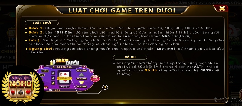 Những tính năng độc đáo khi chơi game Trên Dưới Hitclub